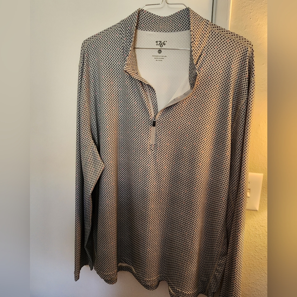 Black and White Lightweight Shirt Jacket with Notched Lapel